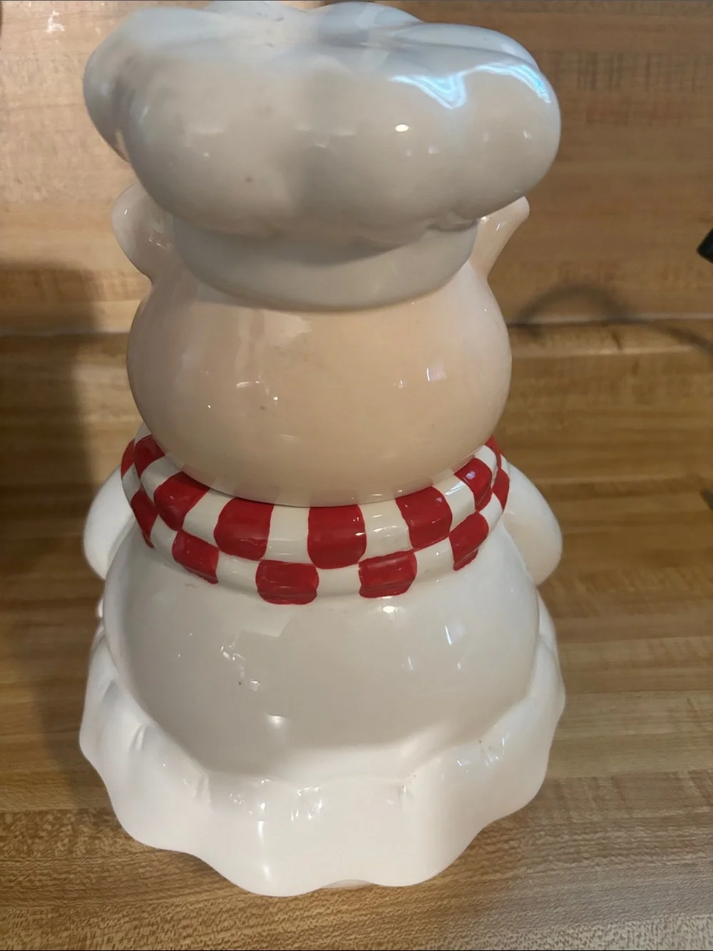 Ceramic Chef Pig Cookie Jar - White with Red Accents